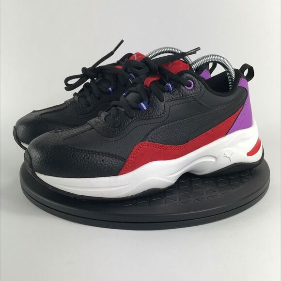 Puma Cilia Lux Black Leather Running Shoes Red/Purple 370282-08 Women’s Size 9 - Picture 1 of 12